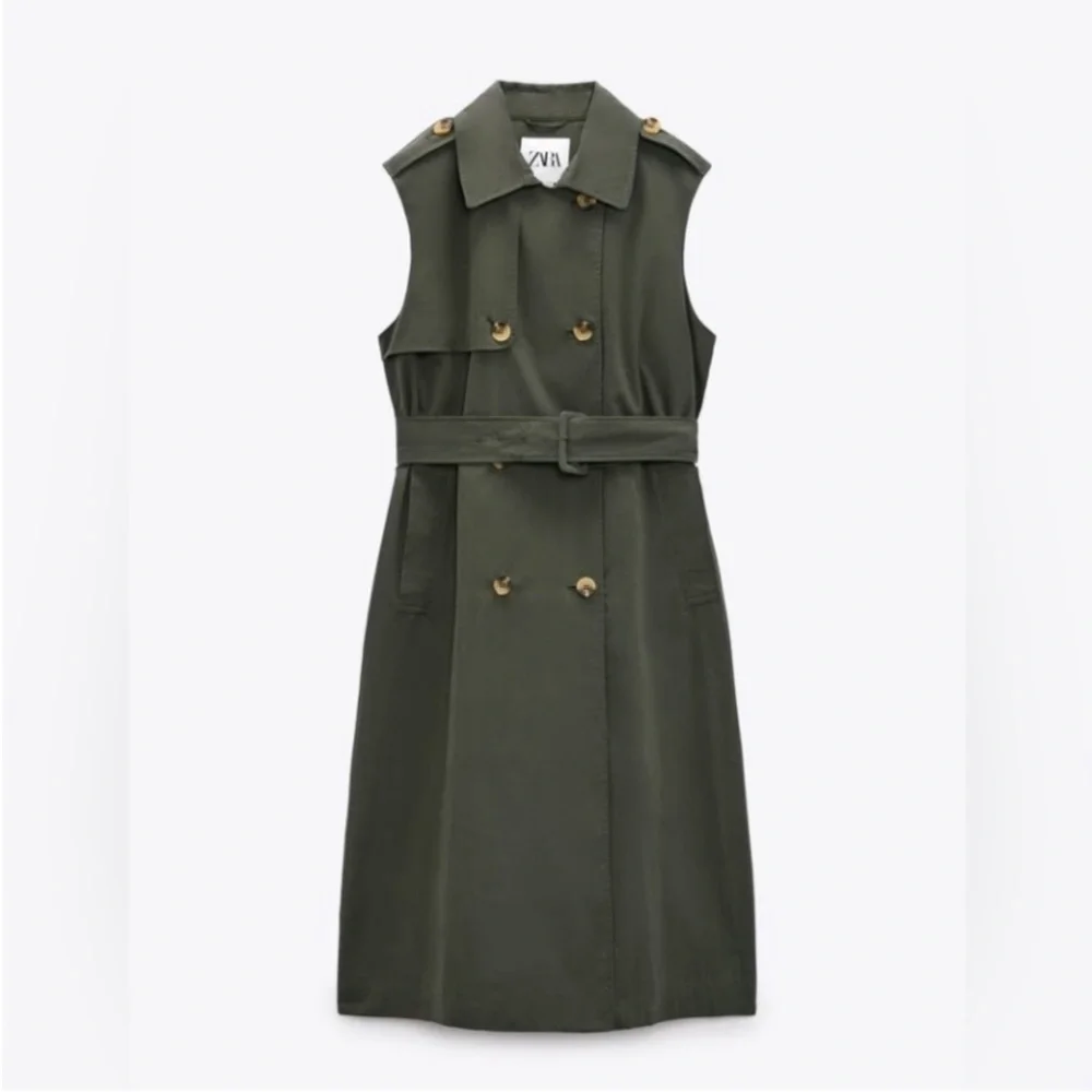 S. LONG BELTED VEST TRENCH COAT - Picture 4 of 8